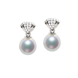 Pendant d'oreille - Perle Akoya or blanc - Sarah Bernhardt 