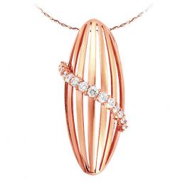 Pendentif courbes liées en or rose 18cts - Pavage diamants sensuel