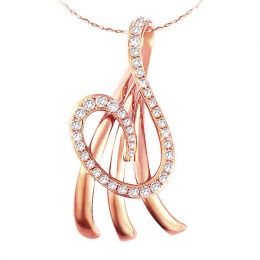 Pendentif or rose divinité marine - Méandre de 40 Diamants 0.242ct