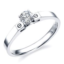 Bague solitaire or blanc - Diamant 0.30ct