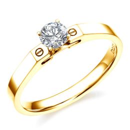 Bague solitaire or jaune - Diamant 0.30ct