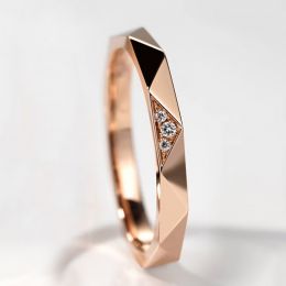 Alliance de Mariage Triangulaire en Or Rose 18ct avec Diamants