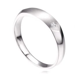 Alliance homme taillée biseau - Platine  brossé et poli - Diamant | Karasek