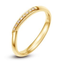 Alliance bague facettée - Alliance diamant Femme - Or jaune