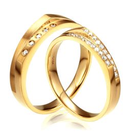 Alliances Homme et Femme en Or Jaune 18cts et Diamants