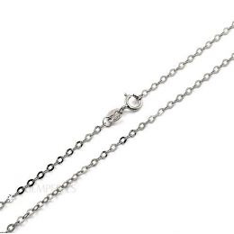 Chaîne maille forçat. Or blanc 18cts, 45cm. 1.1gr