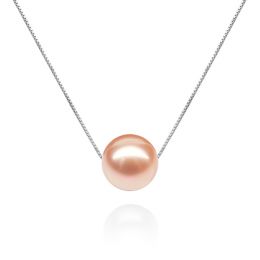 Collier pendentif perle rose - Chaine or blanc