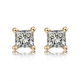 Puces diamants taille princesse 0.20ct. Or jaune. Personnalisable