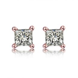 Puces diamants taille princesse 0.20ct. Or rose. Personnalisable