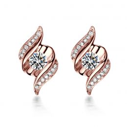 Boucles d'oreilles pendantes. Or rose Diamants. Carat personnalisable