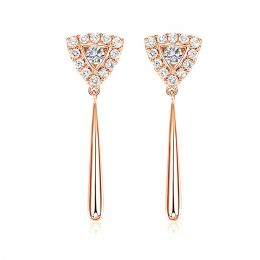 Boucles d'oreilles diamants Or rose pendantes forme goutte