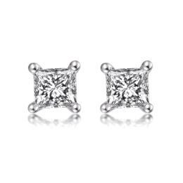 Puces diamants taille princesse 0.20ct. Or blanc. Personnalisable