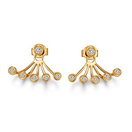 Puces et pendants or jaune diamants. Tentacules