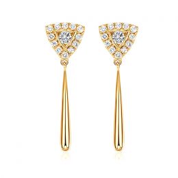 Boucles d'oreilles diamants Or jaune pendantes forme goutte
