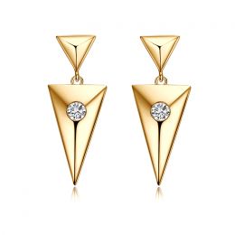 Pendants d'oreilles triangles Or jaune. Diamants 0.10ct