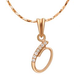 Pendentif 0 - Chiffre zéro - Or rose 18cts et diamants 0.035ct