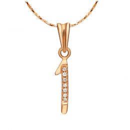 Pendentif chiffre 1 - Or rose 18cts - Diamants 0.035ct