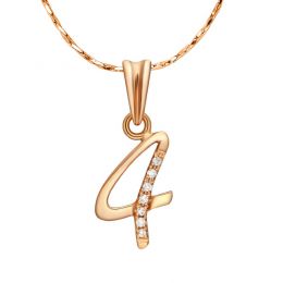 Pendentif chiffre 4 - Or rose 18cts - Diamants 0.015ct