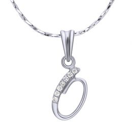 Pendentif chiffre 0 - Or blanc 18cts et diamants 0.035ct