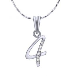 Pendentif chiffre 4 - Or blanc 18cts - Diamants 0.015ct