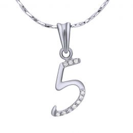 Pendentif chiffre 5 - Or blanc 18cts - Diamants 0.02ct
