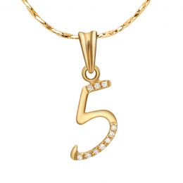 Pendentif chiffre 5 - Or jaune 18cts - Diamants 0.02ct