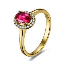 Bague rubis diamants et or jaune - Classique - Contraste éblouissant