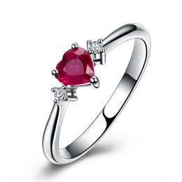 Coeur d'amour - Bague coeur d'amour - Rubis, diamants, or blanc