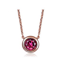 Collier pendentif solitaire rubis Or rose