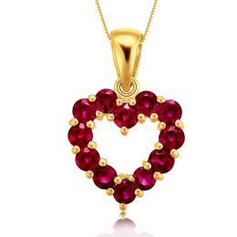 Pendentif coeur - Or jaune et Rubis de Birmanie