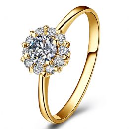 Solitaire Coeur Caillouté - Or Jaune & Pavage diamants 0.43ct | Gemperles