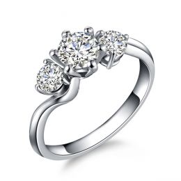 Solitaire trilogie or blanc - Bague de fiançaille 3 diamants | Trilogie