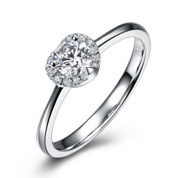 Solitaire Mon Coeur de Diamant - Or Blanc & Diamants Pavés | Gemperles