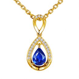 Pendeloque Or jaune 18 carats - Saphir et Diamants en poire