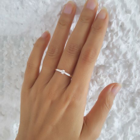 Bague Alliance Solitaire en Platine & Diamants | Gemperles