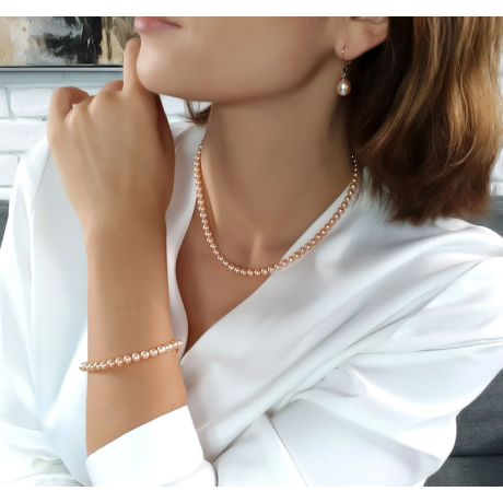 Collier perles eau douce roses - 5/5.5mm - AAA