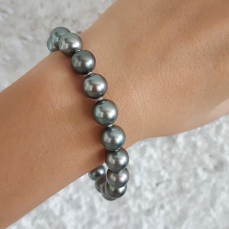 Bracelet perles de Tahiti grises - 9/10mm - Fermoir Or
