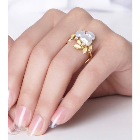 Bague Secret Flower 2nd en perles d'Australie baroques