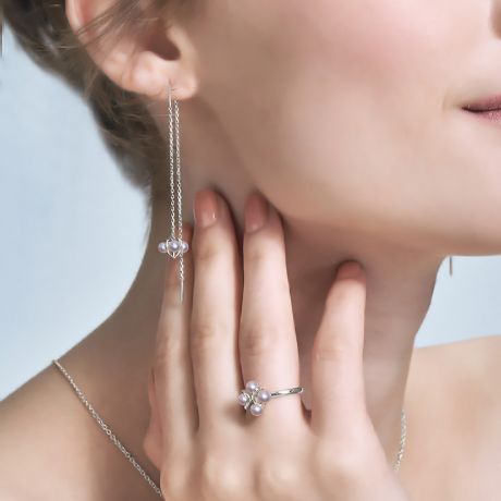 Bague trèfle 4 perles - 2