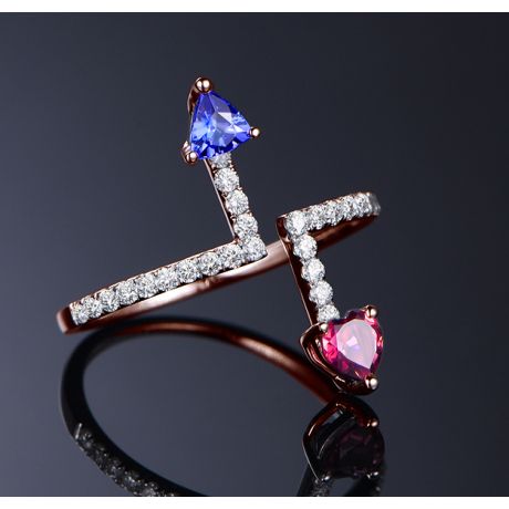 Bague Autre moi. Or rose, diamants, Saphirs