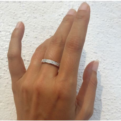 Joaillier alliance de fiançaille - Alliance Femme diamants et or rose et blanc