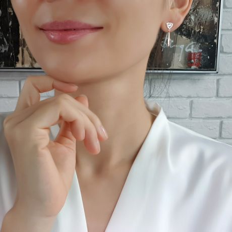 Boucles d'oreilles diamants Or rose pendantes forme goutte