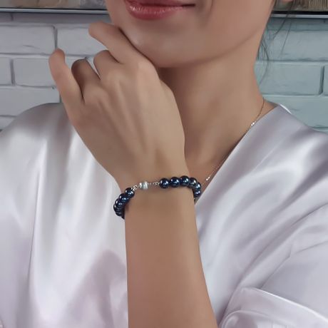 Bracelet Perle Noire 7/7.5mm, AAA