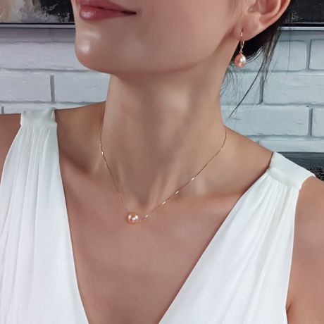 Boucles d'oreilles perles roses de culture 8.5/9mm - Dormeuses or jaune