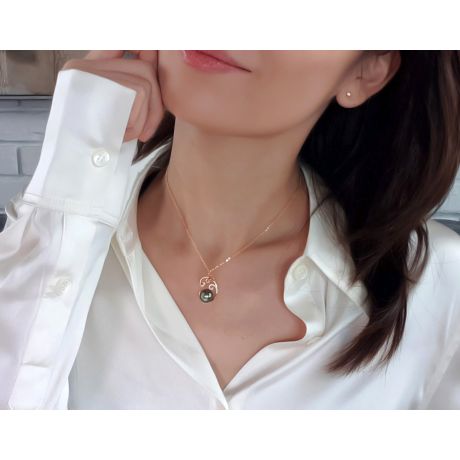 Pendentif art abstrait - Extrême Orient - Perle de Tahiti - Or jaune