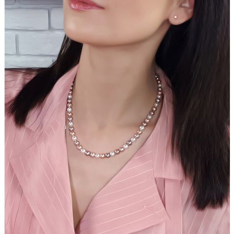 Collier de perles multicolores - Collier perles eau douce - 6.5/7mm