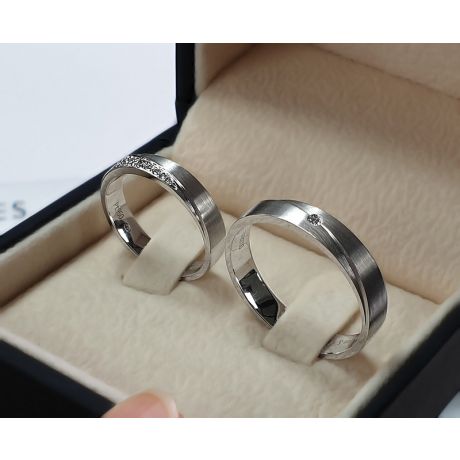 Alliance Sillage Amoureux Homme - Platine, Diamants | Gemperles