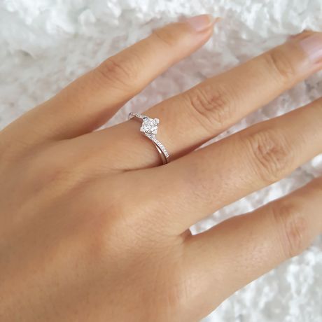 Bague Solitaire Bordure Diamantée Périclès - Platine | Gemperles