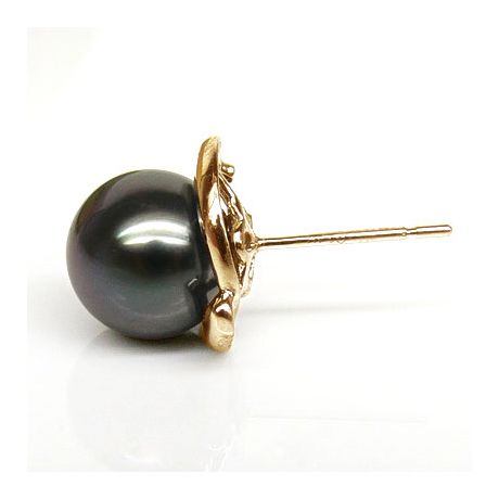 Boucles d'oreilles pétales d'or jaune 750/1000 - Perles de Tahiti