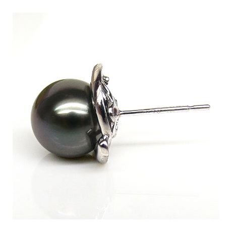 Boucles d'oreilles pétales d'or blanc 750/1000 - Perles de Tahiti